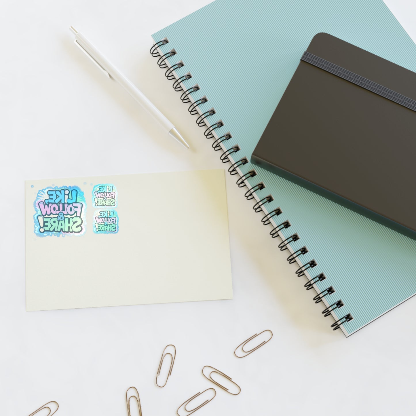 Reversed Like Follow & Share! 3 Stickers — Colorful Decal Perfect for TikTok, YouTube, Twitch and more