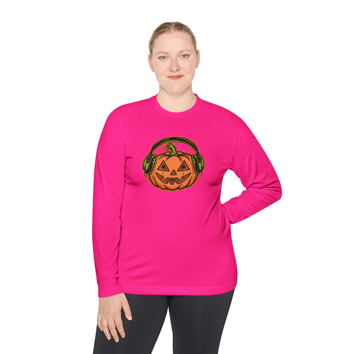 Headphone Jack-O-Lantern Halloween Long Sleeve Tee | Heavyweight 100% Cotton | Made in USA