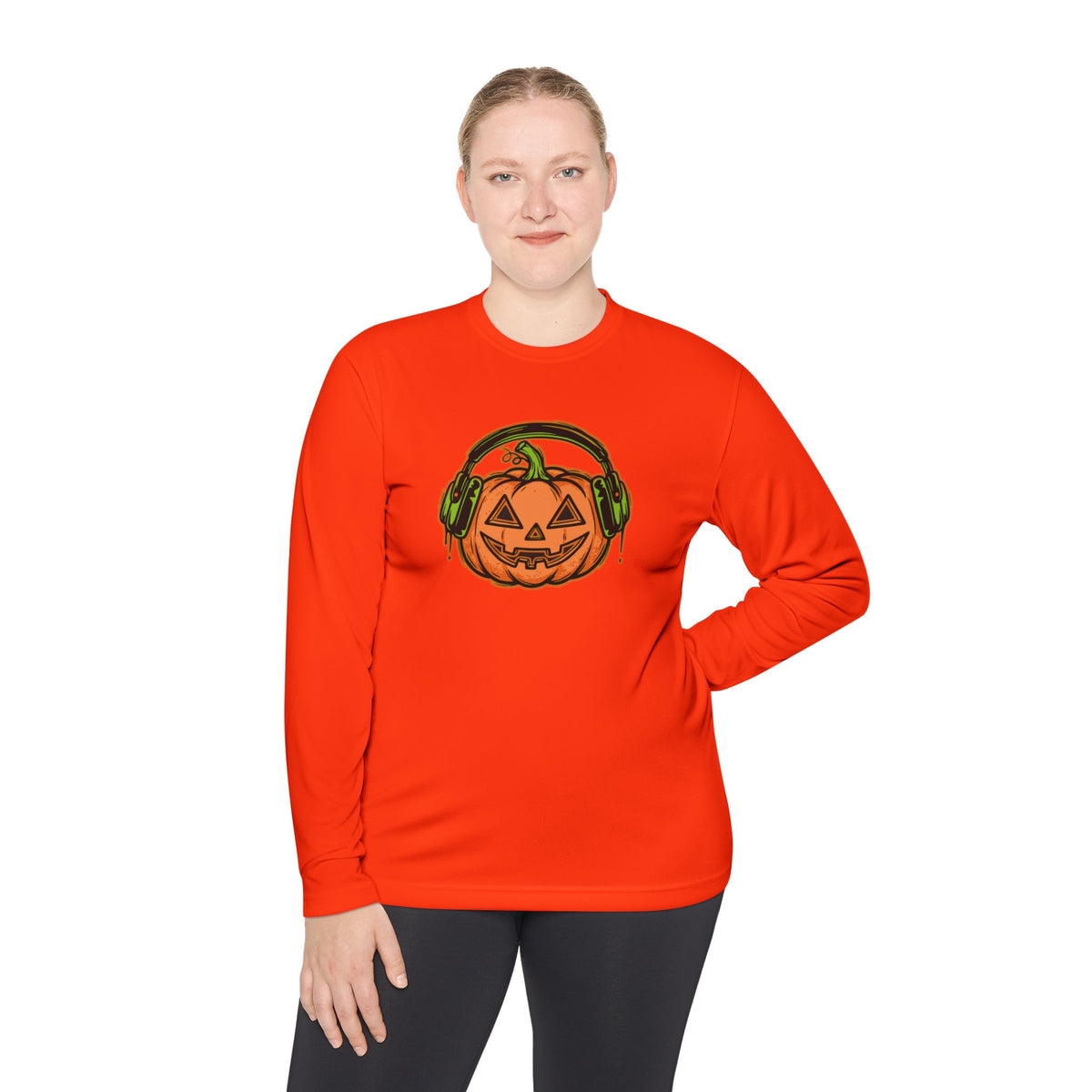 Headphone Jack-O-Lantern Halloween Long Sleeve Tee | Heavyweight 100% Cotton | Made in USA