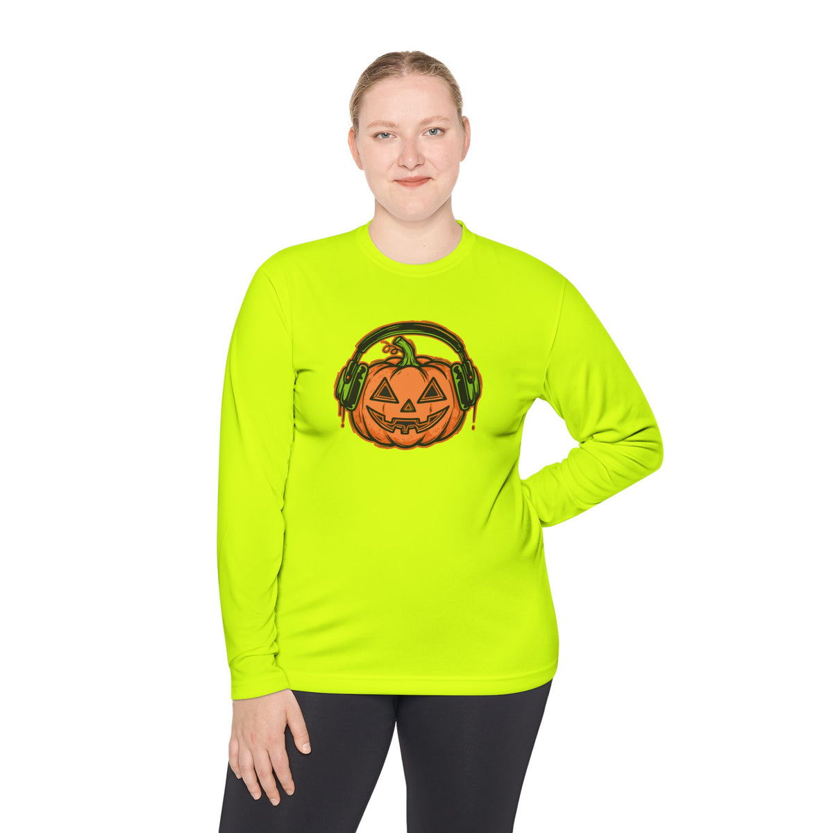 Headphone Jack-O-Lantern Halloween Long Sleeve Tee | Heavyweight 100% Cotton | Made in USA