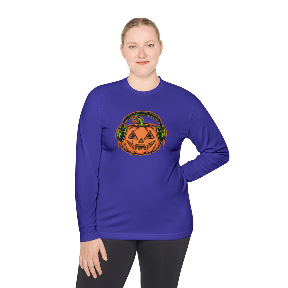 Headphone Jack-O-Lantern Halloween Long Sleeve Tee | Heavyweight 100% Cotton | Made in USA