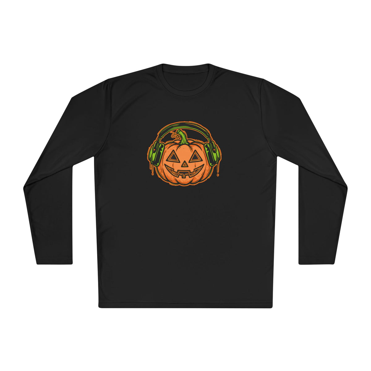 Headphone Jack-O-Lantern Halloween Long Sleeve Tee | Heavyweight 100% Cotton | Made in USA