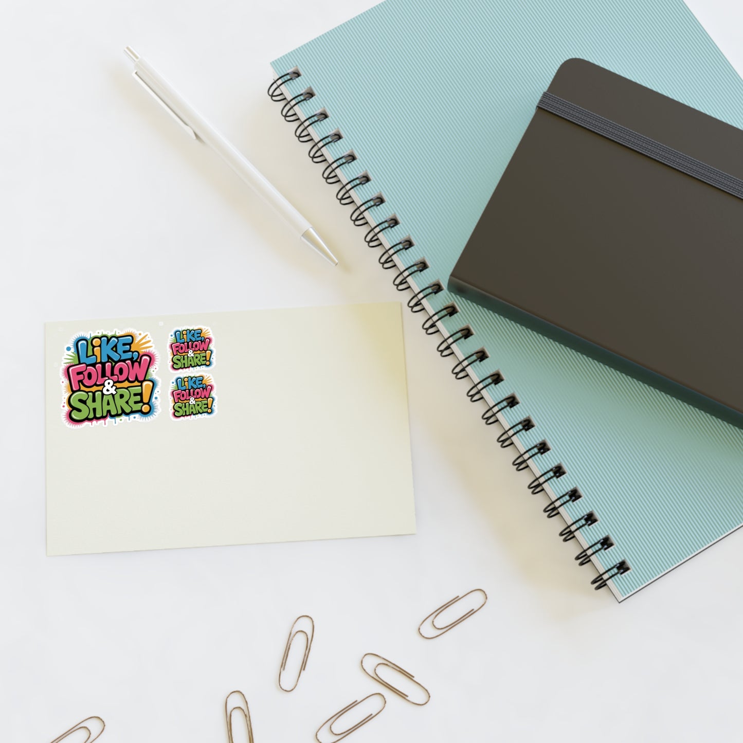 Like Follow & Share! Sticker — 3 Colorful Decals Perfect for TikTok, YouTube, Twitch and more