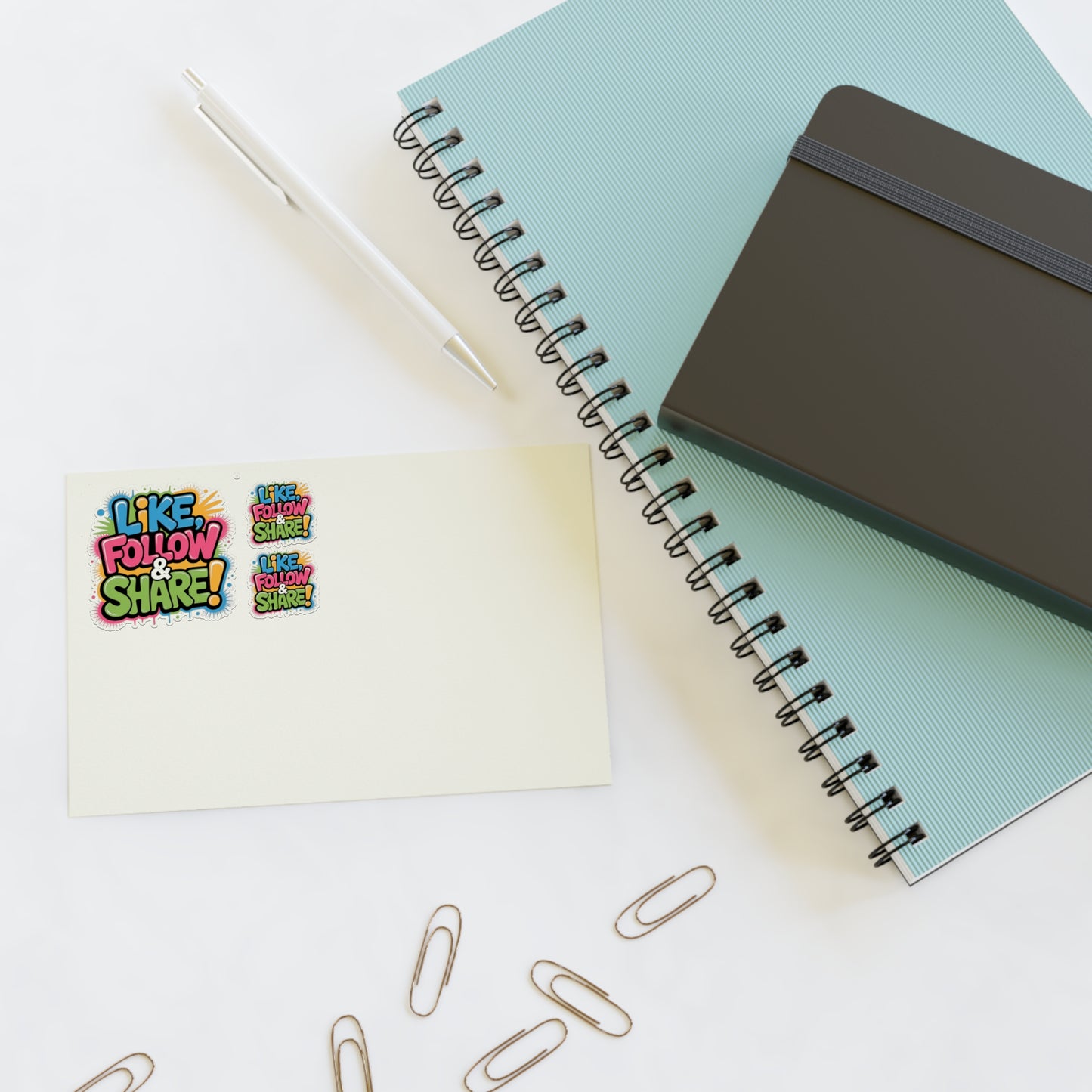 Like Follow & Share! Sticker — 3 Colorful Decals Perfect for TikTok, YouTube, Twitch and more