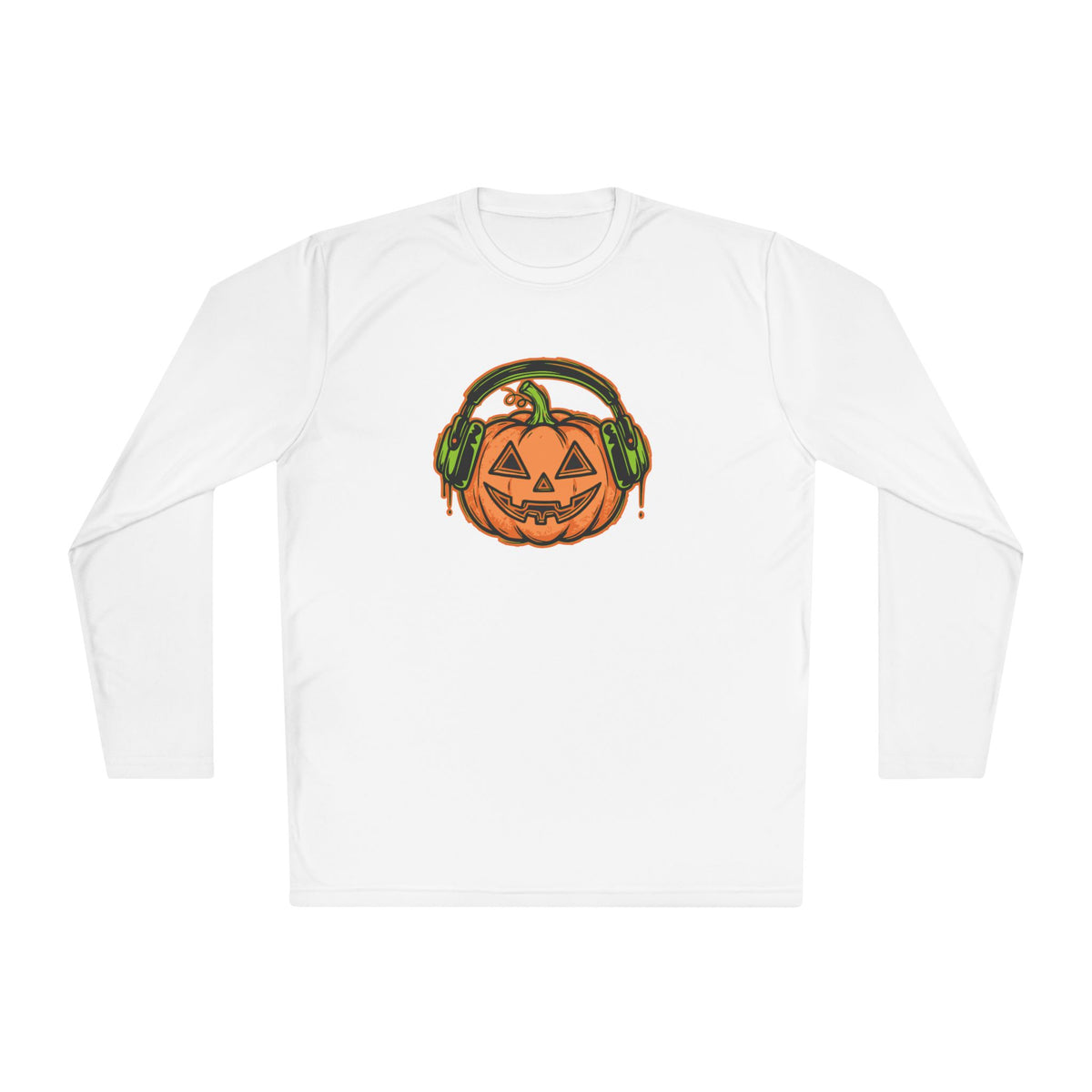 Headphone Jack-O-Lantern Halloween Long Sleeve Tee | Heavyweight 100% Cotton | Made in USA
