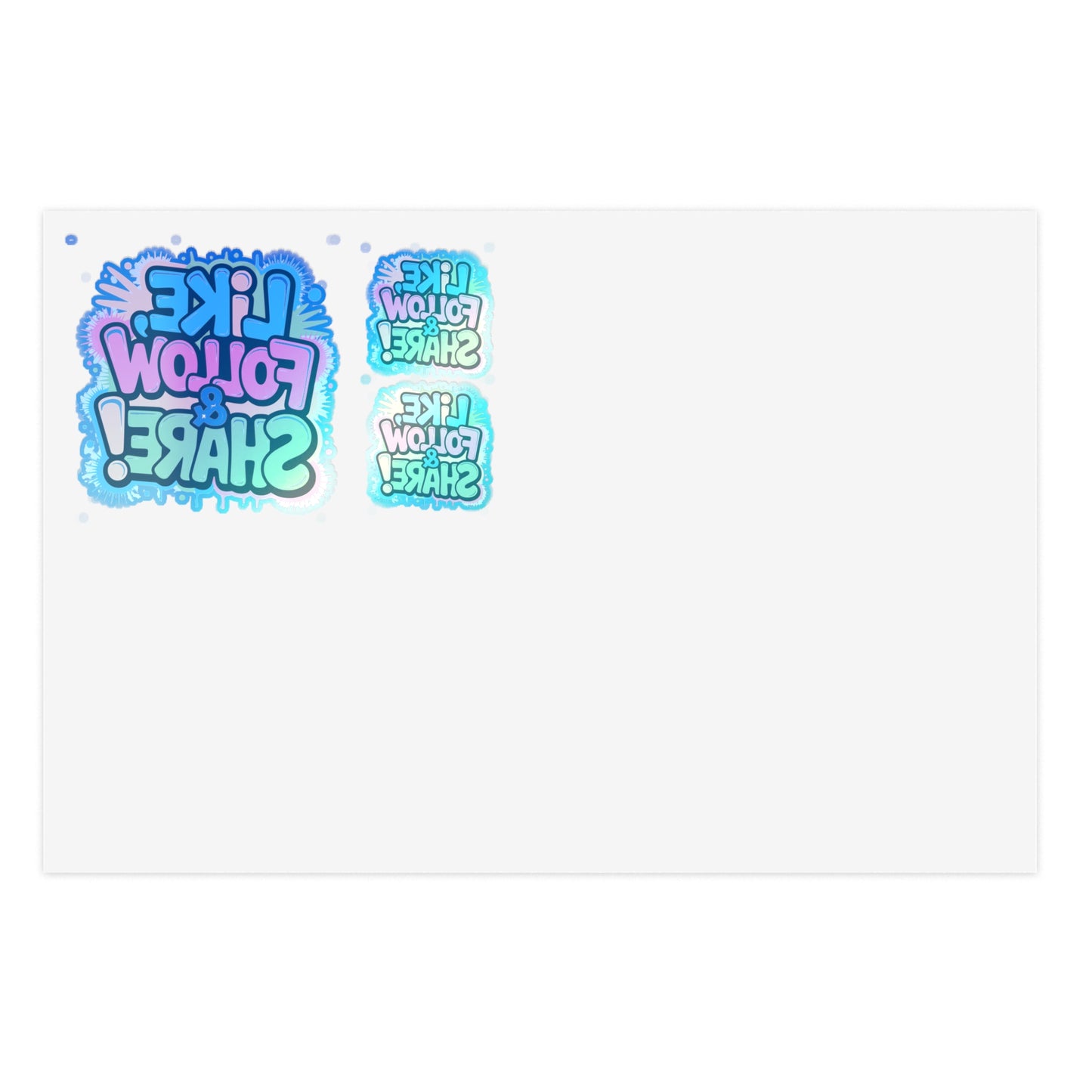 Reversed Like Follow & Share! 3 Stickers — Colorful Decal Perfect for TikTok, YouTube, Twitch and more