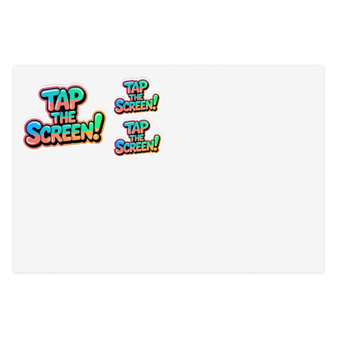 Tap the Screen! Sticker Sheet — 3 Colorful Decals Perfect for TikTok, Twitch, YouTube and more