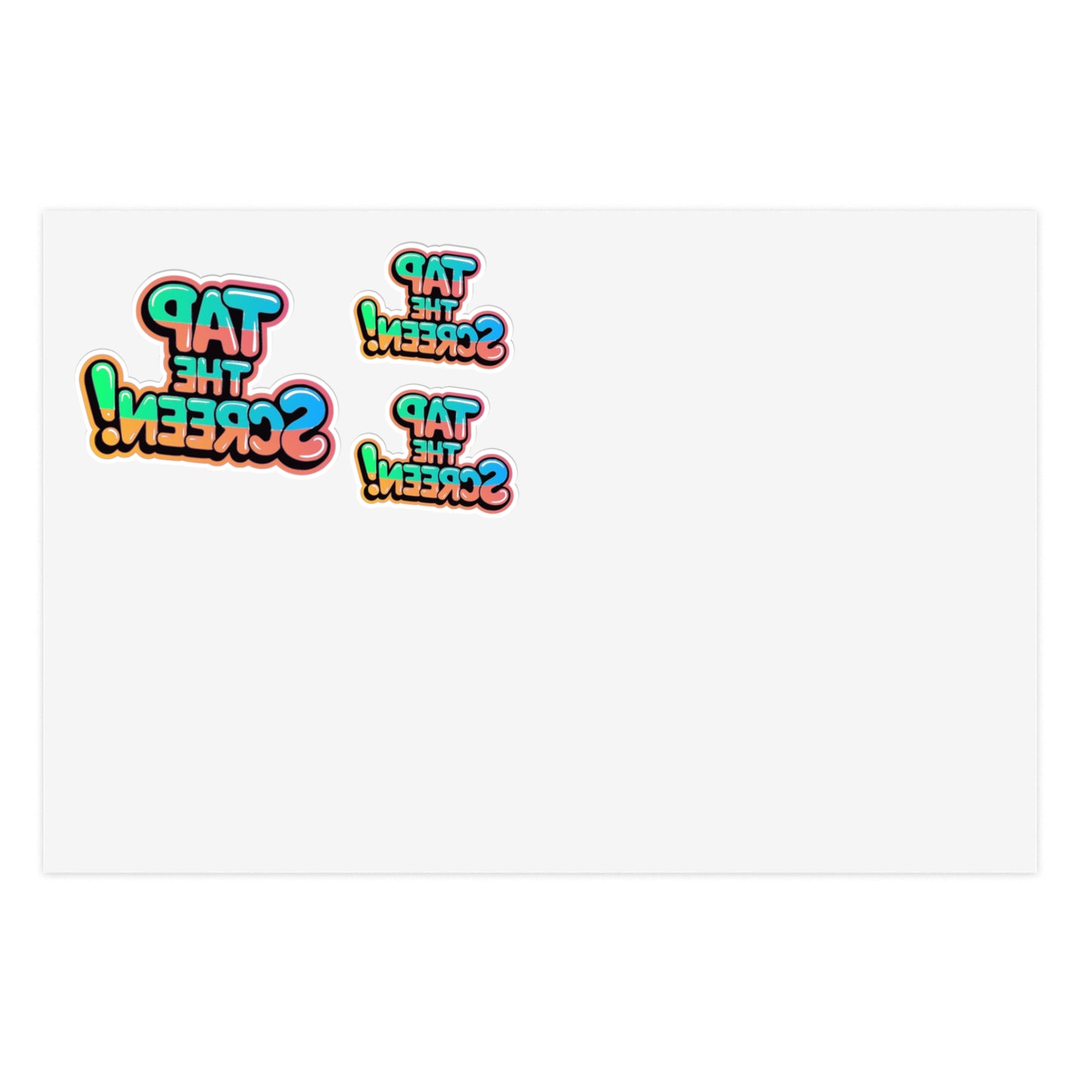 Reversed Tap the Screen! Sticker Sheet — 3 Colorful Decals Perfect for TikTok, Twitch, YouTube and more