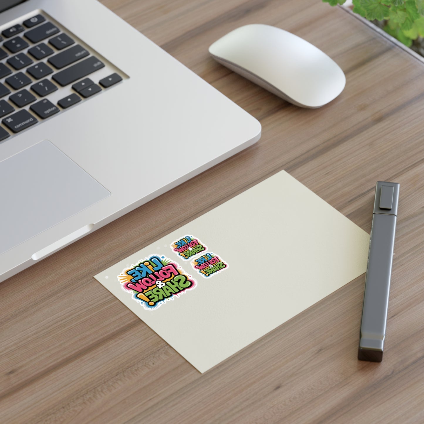 Reversed Like Follow & Share! 3 Stickers — Colorful Decal Perfect for TikTok, YouTube, Twitch and more