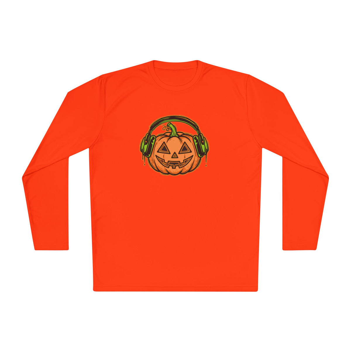 Headphone Jack-O-Lantern Halloween Long Sleeve Tee | Heavyweight 100% Cotton | Made in USA